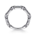 Gabriel & Co. LR51249W45JJ 14K White Gold Pavé Diamond Chain Link Ring Band