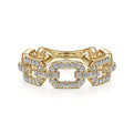 Gabriel & Co. LR51249Y45JJ 14K Yellow Gold Pavé Diamond Chain Link Ring Band