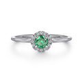 Gabriel & Co. LR51264W45EA 14K White Gold Emerald and Diamond Halo Promise Ring