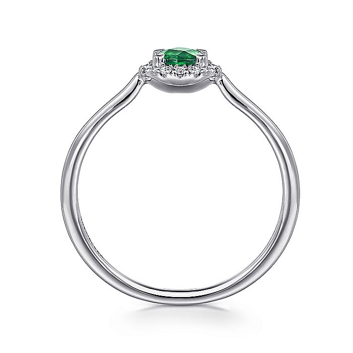 Gabriel & Co. LR51264W45EA 14K White Gold Emerald and Diamond Halo Promise Ring