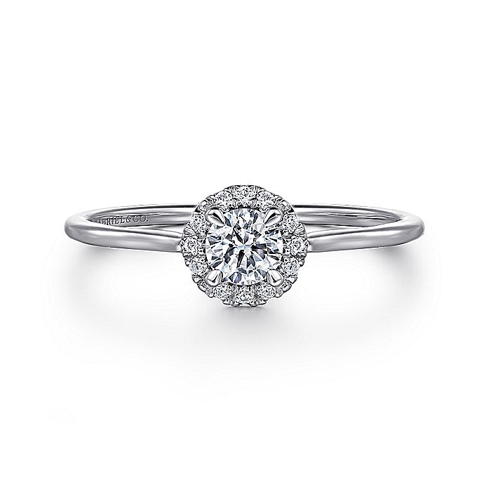 Gabriel & Co. LR51264W45JJ 14K White Gold Diamond Halo Promise Ring