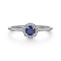 Gabriel & Co. LR51264W45SA 14K White Gold Blue Sapphire and Diamond Halo Promise Ring