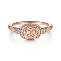 Gabriel & Co. LR51435K45MO 14K Rose Gold Horizontal Oval Morganite and Diamond Three Stone Ring