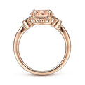 Gabriel & Co. LR51435K45MO 14K Rose Gold Horizontal Oval Morganite and Diamond Three Stone Ring