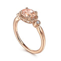 Gabriel & Co. LR51435K45MO 14K Rose Gold Horizontal Oval Morganite and Diamond Three Stone Ring