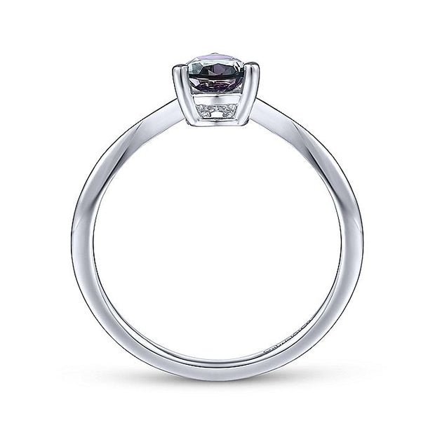 Gabriel & Co. LR51453W4525 14K White Gold Synthetic Alexandrite Diamond  Chevron Ring