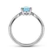 Gabriel & Co. LR51453W45LB 14K White Gold Sky Blue Topaz Diamond Chevron Ring