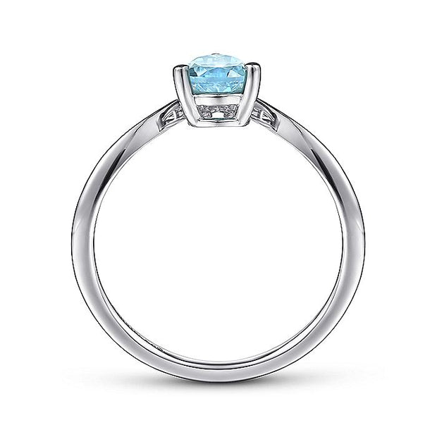 Gabriel & Co. LR51453W45LB 14K White Gold Sky Blue Topaz Diamond Chevron Ring