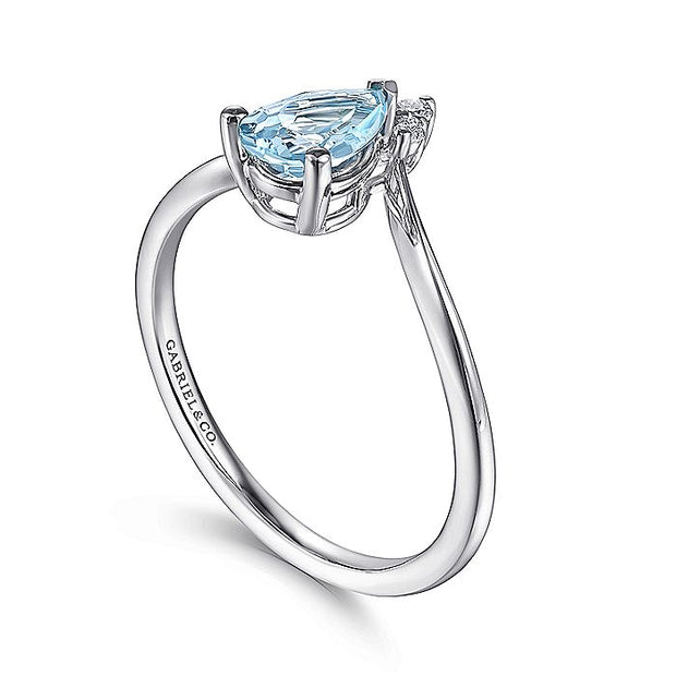 Gabriel & Co. LR51453W45LB 14K White Gold Sky Blue Topaz Diamond Chevron Ring