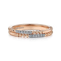 Gabriel & Co. LR51456K45JJ 14K Rose Gold Two Row Beaded Diamond Stackable Ring