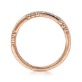 Gabriel & Co. LR51456K45JJ 14K Rose Gold Two Row Beaded Diamond Stackable Ring