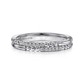 Gabriel & Co. LR51456W45JJ 14K White Gold Two Row Beaded Diamond Stackable Ring