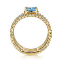 Gabriel & Co. LR51458Y45BT 14K Yellow Gold Oval Swiss Blue Topaz and Diamond Three Row Ring