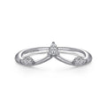 Gabriel & Co. LR51459W45JJ 14K White Gold Diamond Cluster Chevron Ring