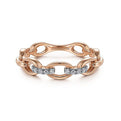 Gabriel & Co. LR51461K45JJ 14K Rose Gold Diamond Oval Link Chain Ladies Ring