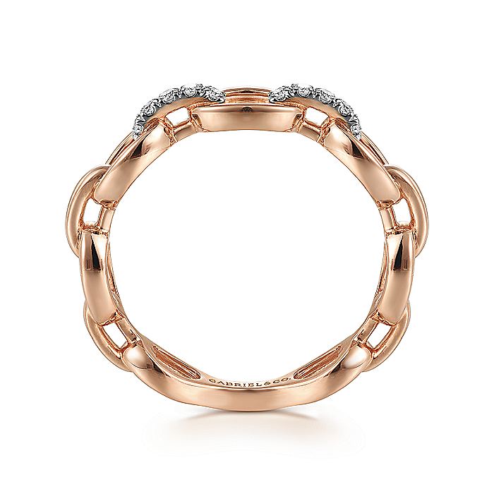 Gabriel & Co. LR51461K45JJ 14K Rose Gold Diamond Oval Link Chain Ladies Ring