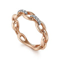 Gabriel & Co. LR51461K45JJ 14K Rose Gold Diamond Oval Link Chain Ladies Ring