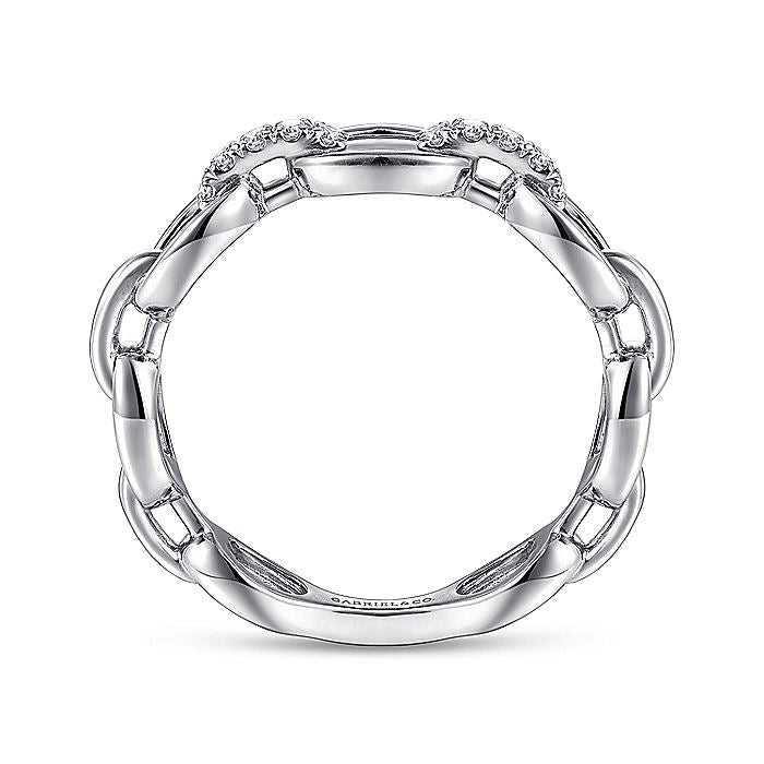 Gabriel & Co. LR51461W45JJ 14K White Gold Diamond Oval Link Chain Ladies Ring