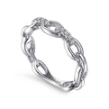 Gabriel & Co. LR51461W45JJ 14K White Gold Diamond Oval Link Chain Ladies Ring