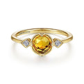 Gabriel & Co. LR51462Y45CT 14K Yellow Gold Three Stone Citrine and Diamond Ring