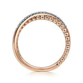 Gabriel & Co. LR51463K45JJ 14K Rose Gold Beaded Pavé Diamond Criss Cross Ring