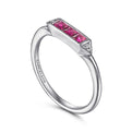 Gabriel & Co. LR51464W45RA 14K White Gold Diamond and Trio Princess Cut Ruby Ladies Ring