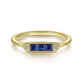 Gabriel & Co. LR51464Y45SA 14K Yellow Gold Diamond and Trio Princess Cut Sapphire Ladies Ring