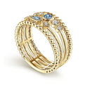 Gabriel & Co. LR51466Y45BT 14K Yellow Gold Swiss Blue Topaz and Diamond Multi Row Ring