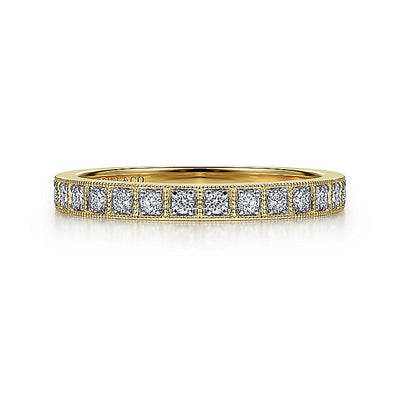 Gabriel & Co. LR51479Y45JJ 14K Yellow Gold Square Set Round Diamond Stackable  Band