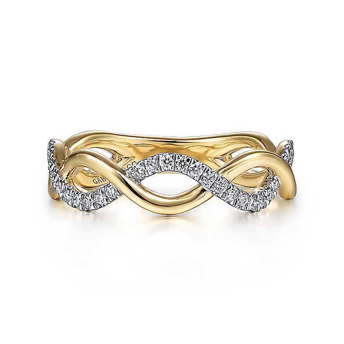 Gabriel & Co. LR51482Y45JJ 14K Yellow Gold Twisted Diamond Stackable Ring