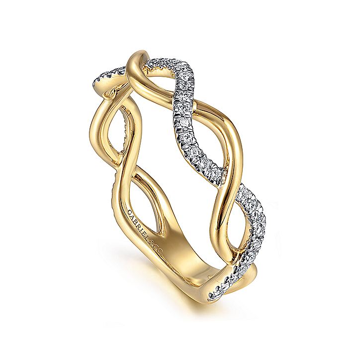 Gabriel & Co. LR51482Y45JJ 14K Yellow Gold Twisted Diamond Stackable Ring