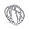 Gabriel & Co. LR51503W45JJ 14K White Gold Layered Grid Diamond Ring