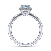 Gabriel & Co. LR51511W45AQ 14K White Gold Octagonal Halo Aquamarine and Diamond Ring