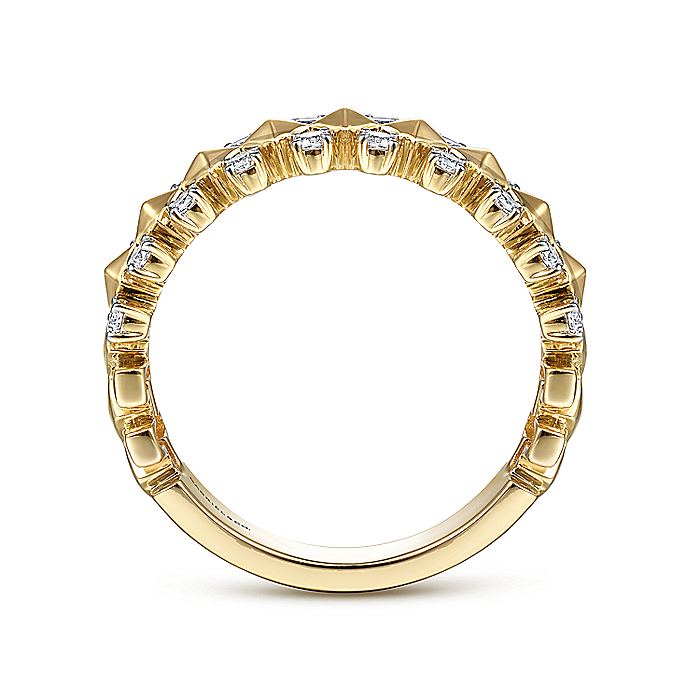 Gabriel & Co. LR51546Y45JJ 14K Yellow Gold Geometric Diamond Station Grommet Ring