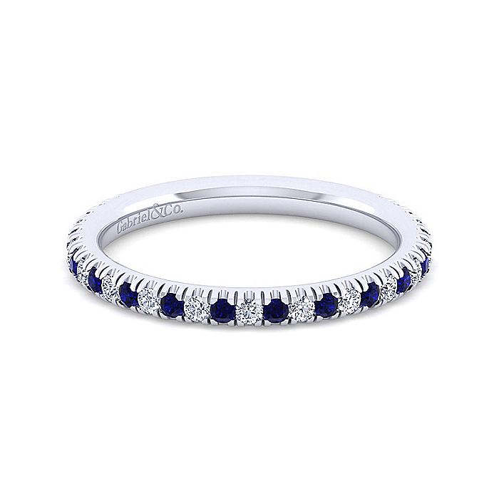 Gabriel & Co. LR51580W45SA 14K White Gold Sapphire and Diamond Stackable Band