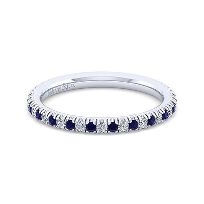 Gabriel & Co. LR51580W45SA 14K White Gold Sapphire and Diamond Stackable Band