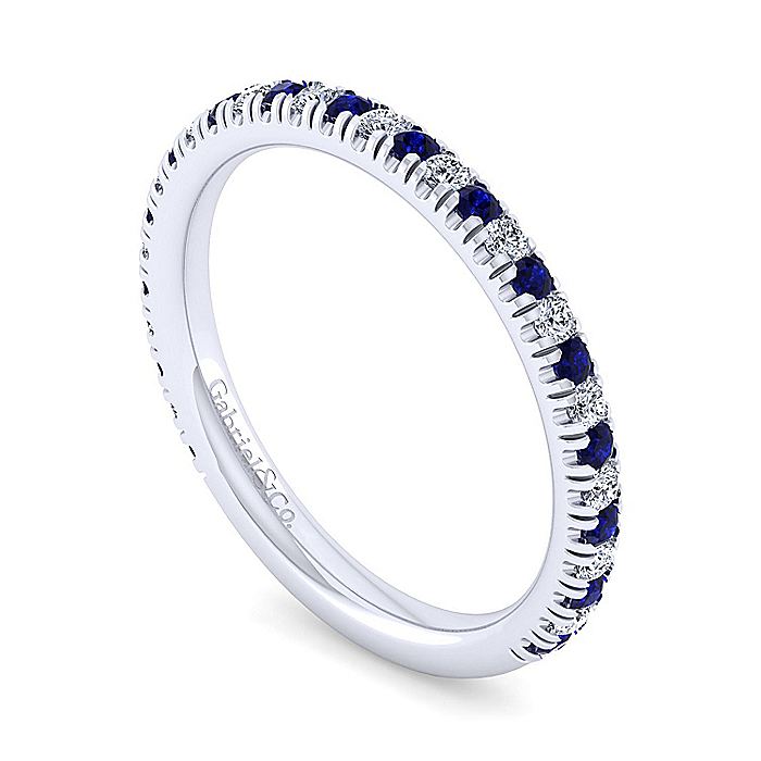 Gabriel & Co. LR51580W45SA 14K White Gold Sapphire and Diamond Stackable Band