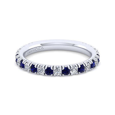 Gabriel & Co. LR51581W45SA 14K White Gold Sapphire and Diamond Stackable Band