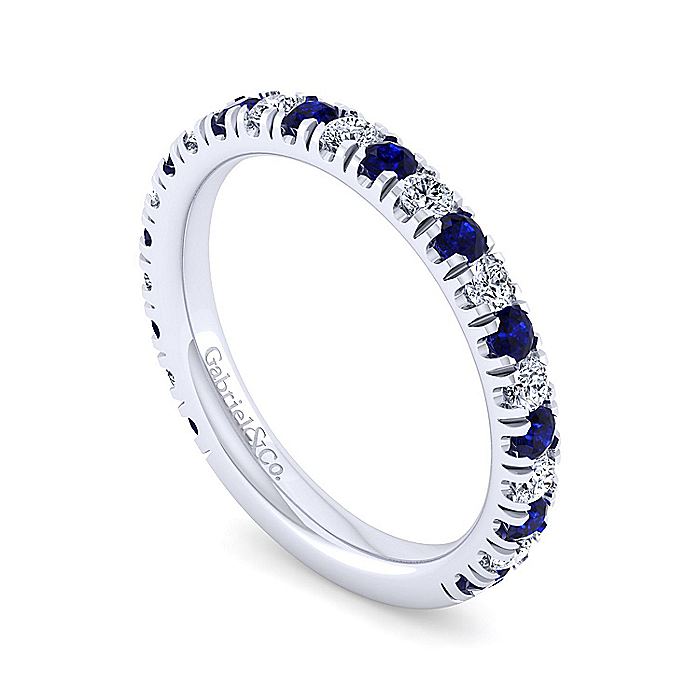 Gabriel & Co. LR51581W45SA 14K White Gold Sapphire and Diamond Stackable Band