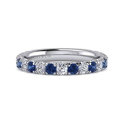 Gabriel & Co. LR51582W45SA 14K White Gold Sapphire and Diamond Stackable Band