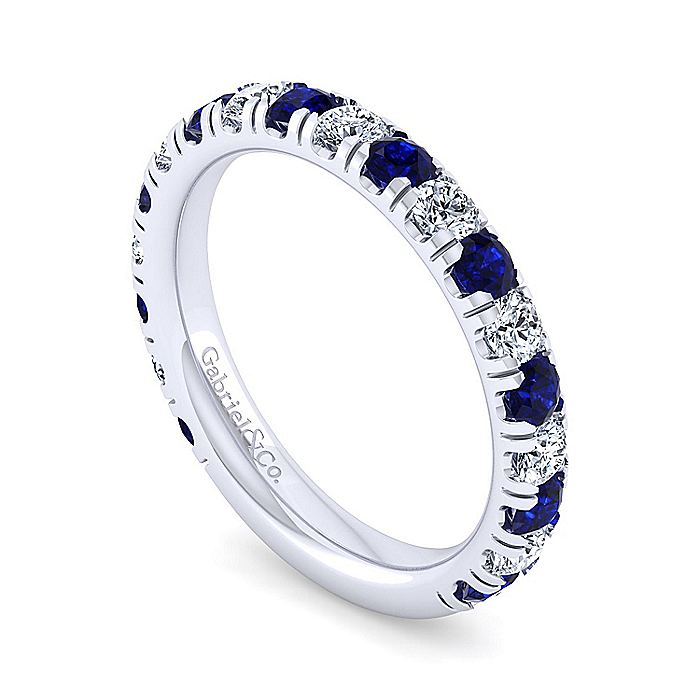 Gabriel & Co. LR51582W45SA 14K White Gold Sapphire and Diamond Stackable Band