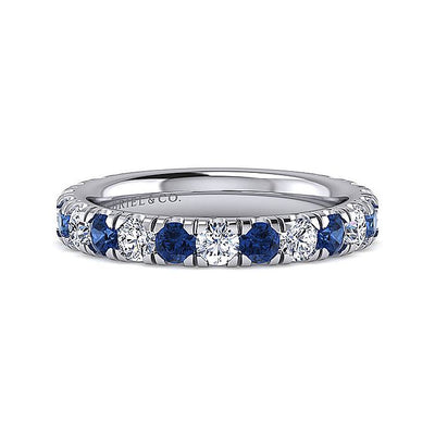 Gabriel & Co. LR51583W45SA 14K White Gold Sapphire and Diamond Stackable Band