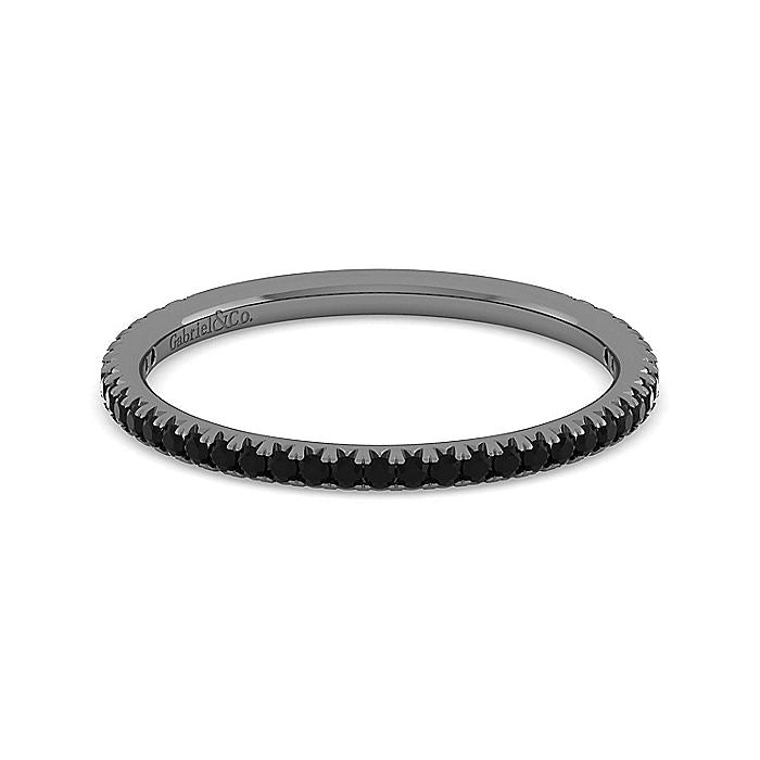 Gabriel & Co. LR51592B4JBD 14K White Gold-Black Rhodium Black Diamond Stackable Diamond Band