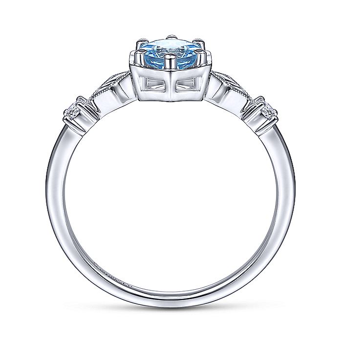 Gabriel & Co. LR51601W45BT 14K White Gold Hexagonal Blue Topaz Diamond Ring