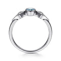 Gabriel & Co. LR51605W45BT 14K White Gold Round Blue Topaz and Diamond Three Stone Ring