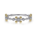 Gabriel & Co. LR51612M45JJ 14K Yellow-White Gold Beaded Diamond Stackable Ring