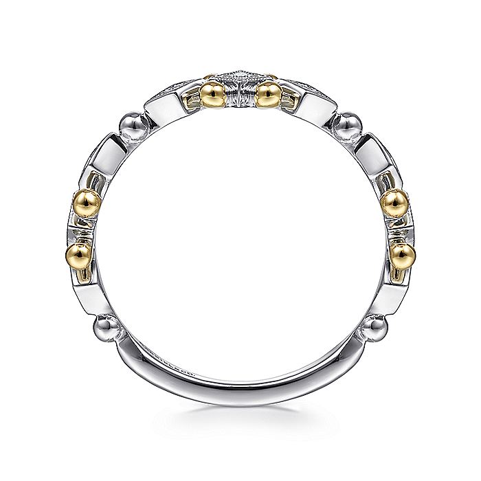 Gabriel & Co. LR51612M45JJ 14K Yellow-White Gold Beaded Diamond Stackable Ring