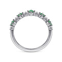 Gabriel & Co. LR51614W45EA 14K White Gold Alternating Round Diamond and Emerald Ring