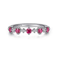 Gabriel & Co. LR51614W45RA 14K White Gold Alternating Round Diamond and Ruby Ring