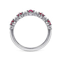 Gabriel & Co. LR51614W45RA 14K White Gold Alternating Round Diamond and Ruby Ring